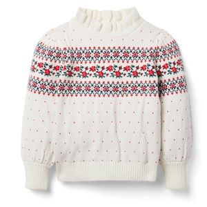 NWT Janie and Jack Rose Fair Isle Sweater 6-12 M